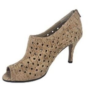 Van Eli Cork Perforated Peep Toe Stiletto Heel Bootie Women's Size 7.5